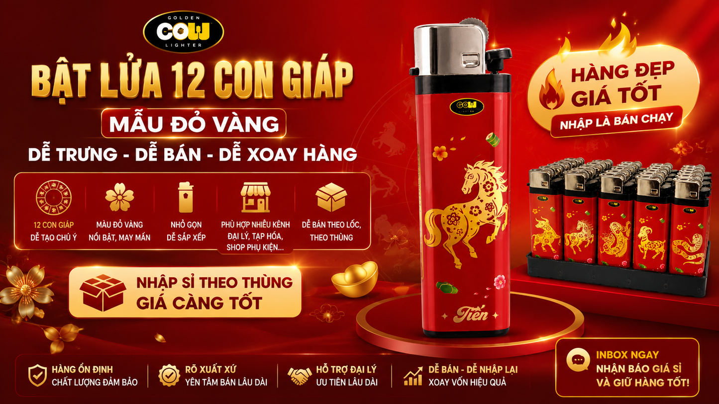 Bật Lửa Đá Lửa 12 Con Giáp Cho Đại Lý