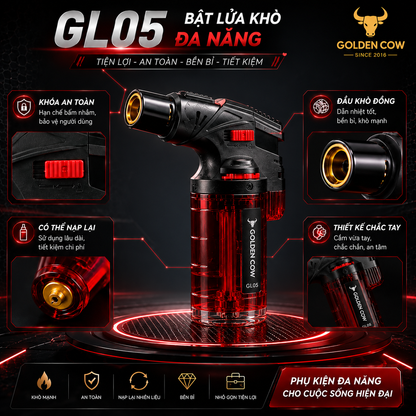 Cây khò gas mini (tái sạc) Con Bò Vàng GL05