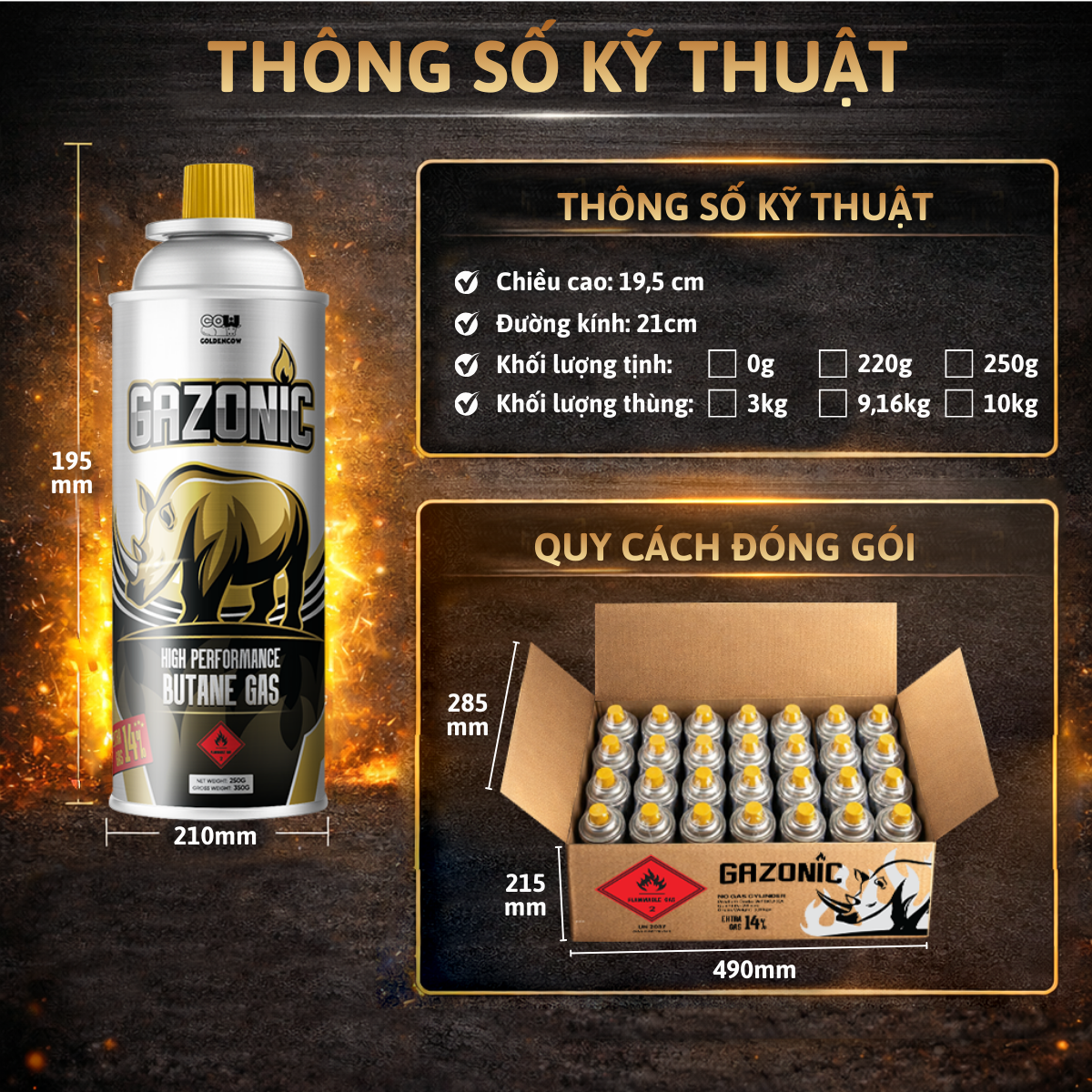 Bình ga mini Gazonic - Thùng 28 lon