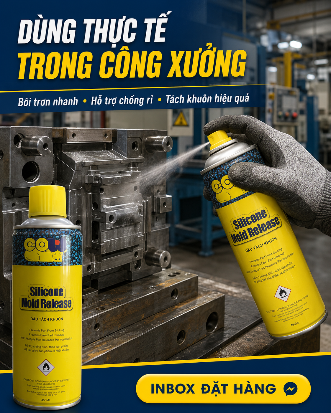 Bình xịt tách khuôn – chống rỉ – bôi trơn chuyên dụng - Bình 450ml