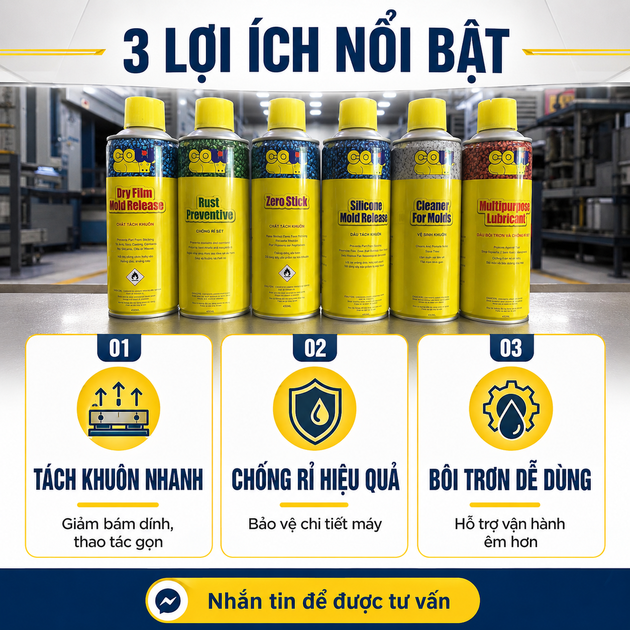 Bình xịt tách khuôn – chống rỉ – bôi trơn chuyên dụng - Bình 450ml
