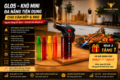 Cây khò gas mini (tái sạc) Con Bò Vàng GL05