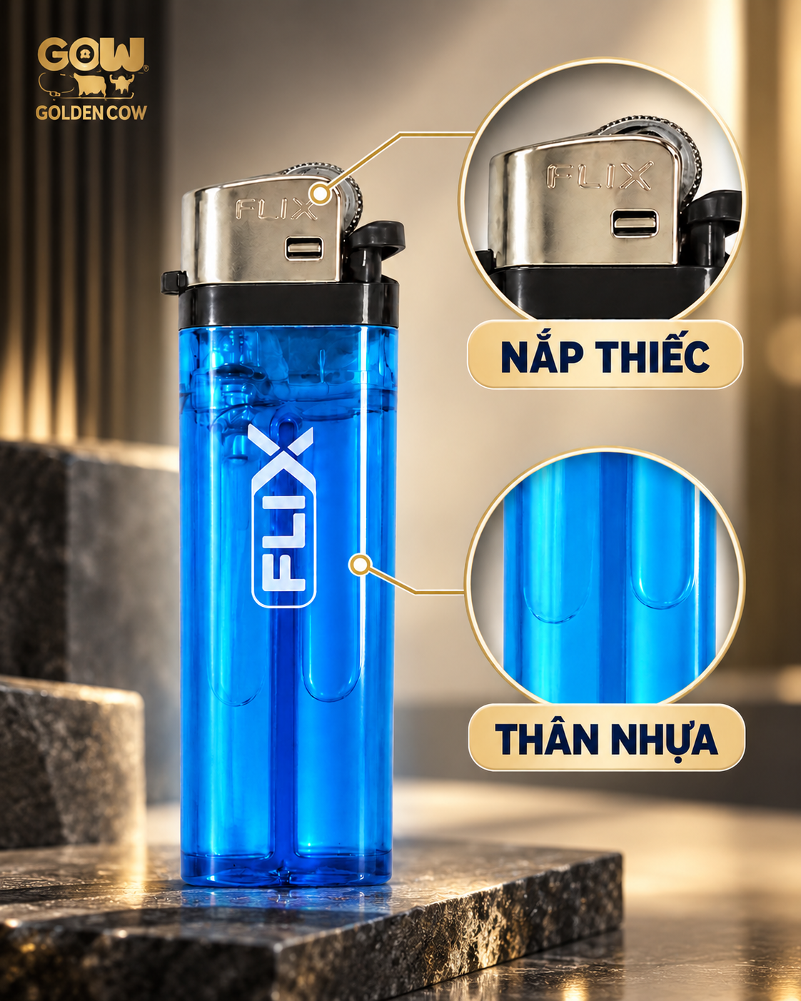 HỘP QUẸT ĐÁ FLIX AS209 – HÀNG VIỆT NAM TIÊU CHUẨN XUẤT KHẨU - 1 thùng 1000 cái