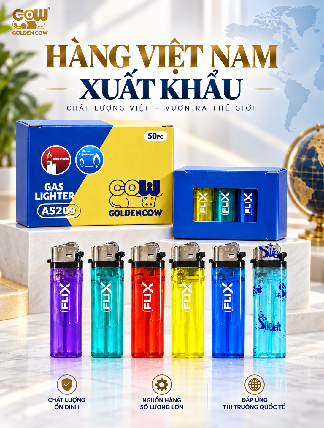 HỘP QUẸT ĐÁ FLIX AS209 – HÀNG VIỆT NAM TIÊU CHUẨN XUẤT KHẨU - 1 thùng 1000 cái
