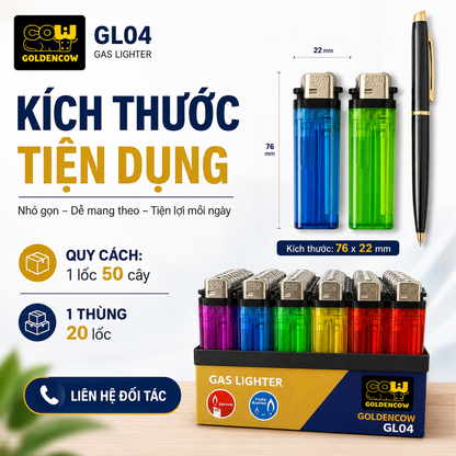 a. Hộp quẹt đá, nhựa trong tinh khiết (không sạc) giá rẻ GL04