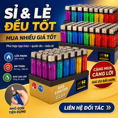 a. Hộp quẹt đá, nhựa trong tinh khiết (không sạc) giá rẻ GL04