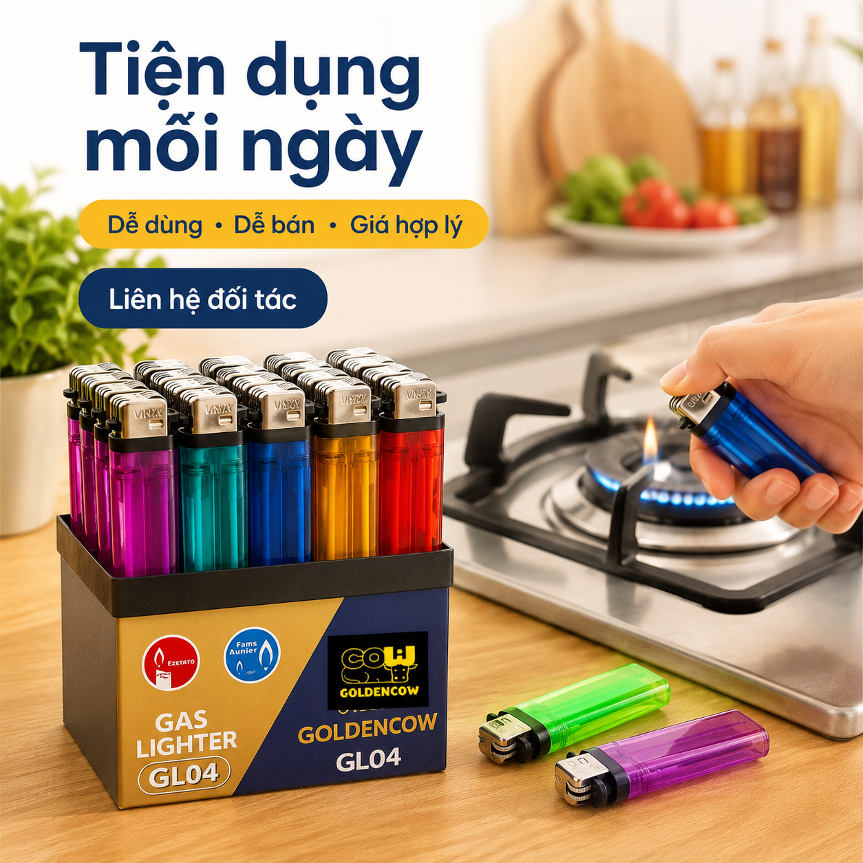 a. Hộp quẹt đá, nhựa trong tinh khiết (không sạc) giá rẻ GL04