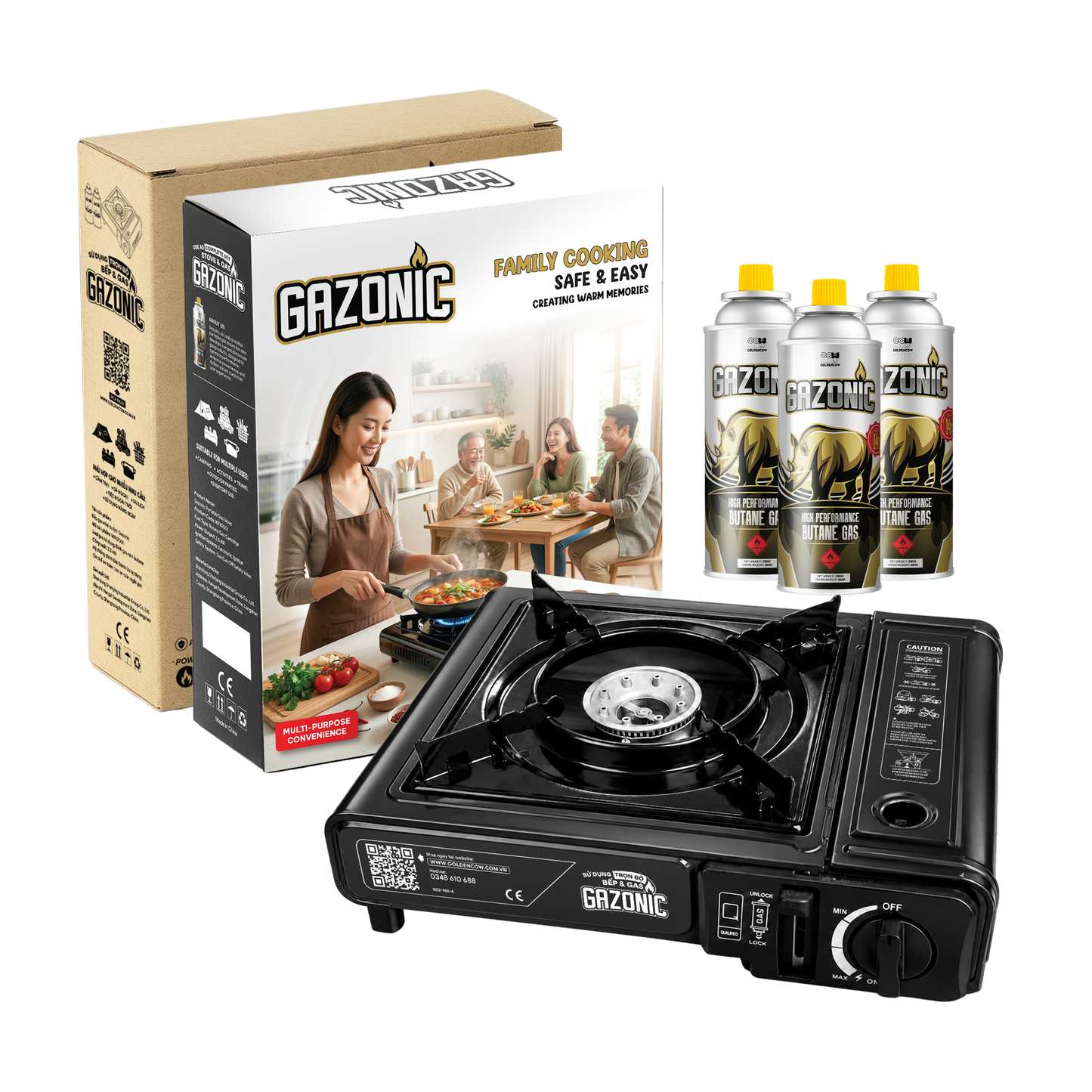 Bếp Gas Mini Gazonic 2.5kW – Bếp Gas Du Lịch