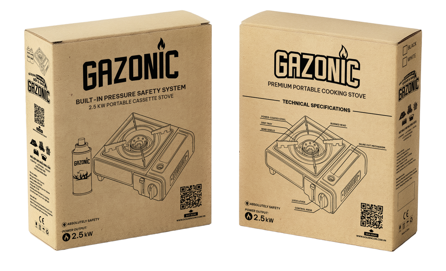 Bếp Gas Mini Gazonic 2.5kW – Bếp Gas Du Lịch
