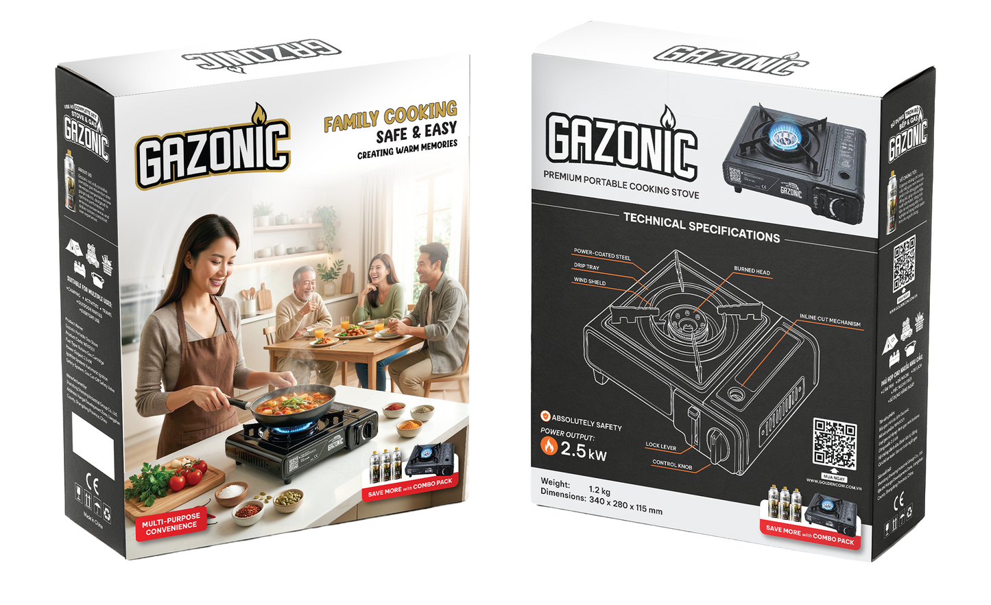 Bếp Gas Mini Gazonic 2.5kW – Bếp Gas Du Lịch
