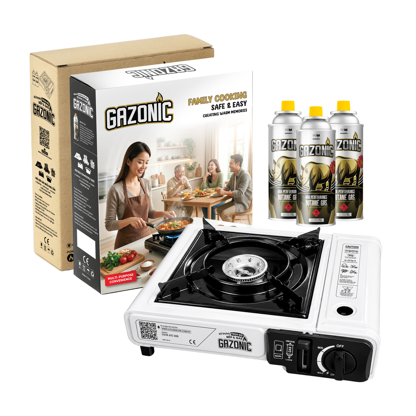 Bếp Gas Mini Gazonic 2.5kW – Bếp Gas Du Lịch