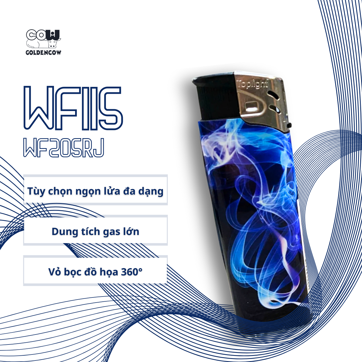 Bật lửa khò chống gió cao cấp WF205RJ - Phiên bản Vân Mây xanh